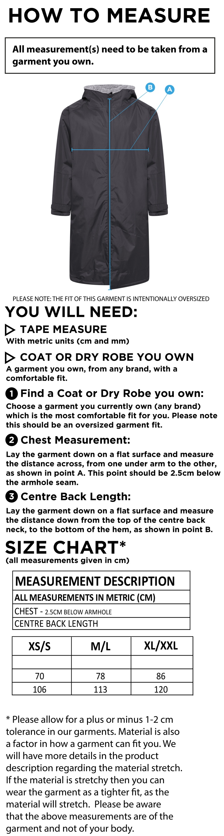 FLEECE ROBE - NAVY - Size Guide