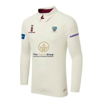 Ainsdale CC Ergo Long Sleeve Maroon Trim Shirt